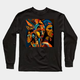 African Print Design Long Sleeve T-Shirt